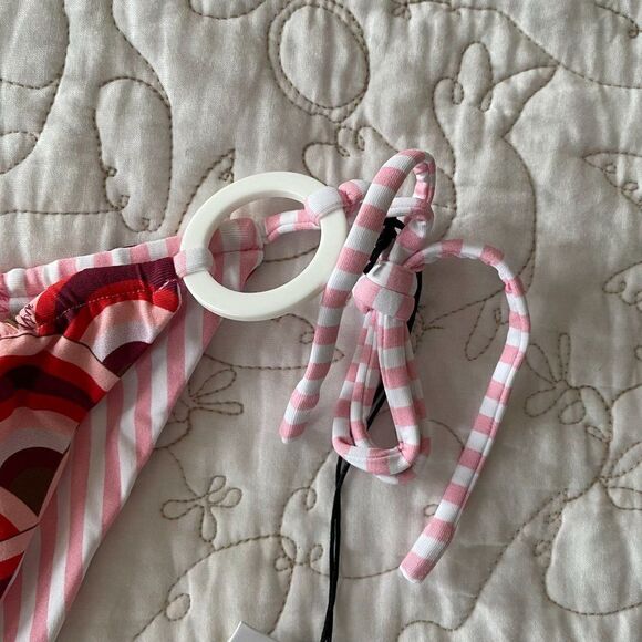 Revolve x VDM Ziggy Reversible Art Deco Retro Pink Stripe Bikini Bottom Swim - Picture 5 of 9